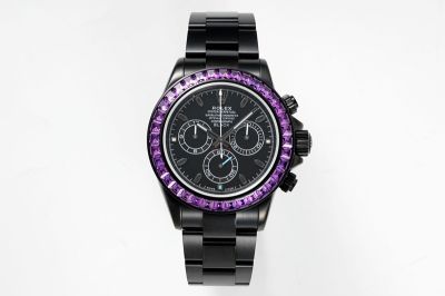 ROLEX Daytona Blaken Wrist DLC Coating Purple Bezel Watch